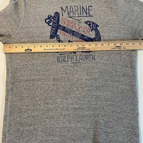 Men’s Polo Ralph Lauren Waffle Knit Graphic Thermal XL Grey & Blue Nautical GUC - Picture 5 of 7